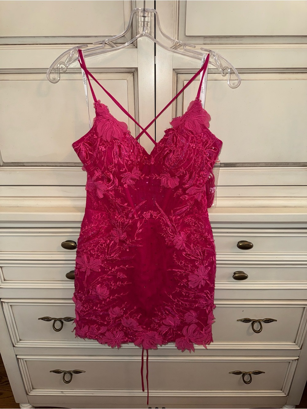 Women's Hot Pink Lace Embroidered dress